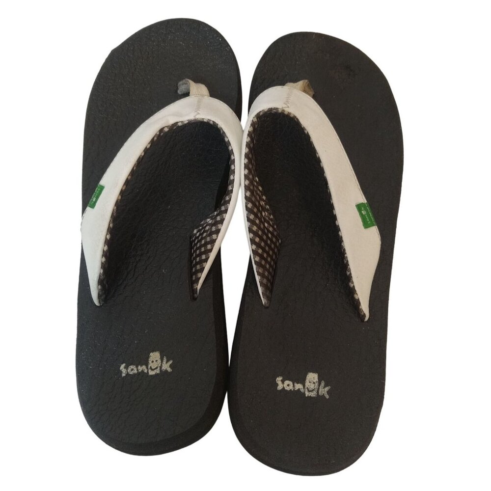 Sanuk Yoga Mat Sandals Womens Size 6 White Thong Flip Flop Shoes Flats Soft